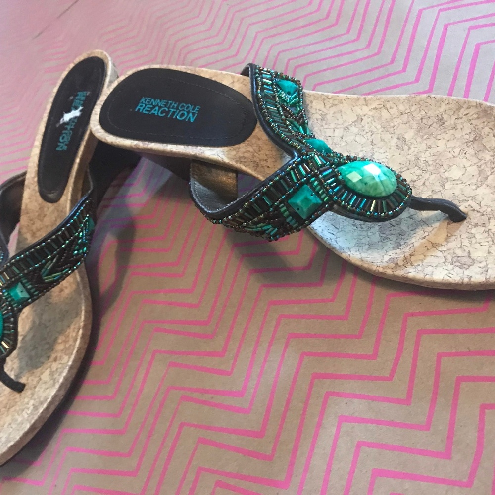 Kenneth Cole REACTION Wedge Sandals with Beading